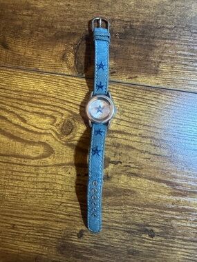 Rumours Denim Star Watch Blue Dial Japan Movt Quartz Y2K Embroidered Strap